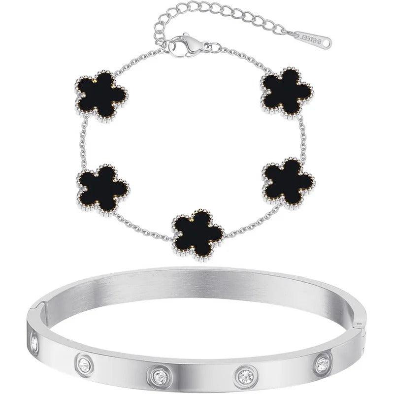 Luxury 2 Piece Clover and Bangle Sets