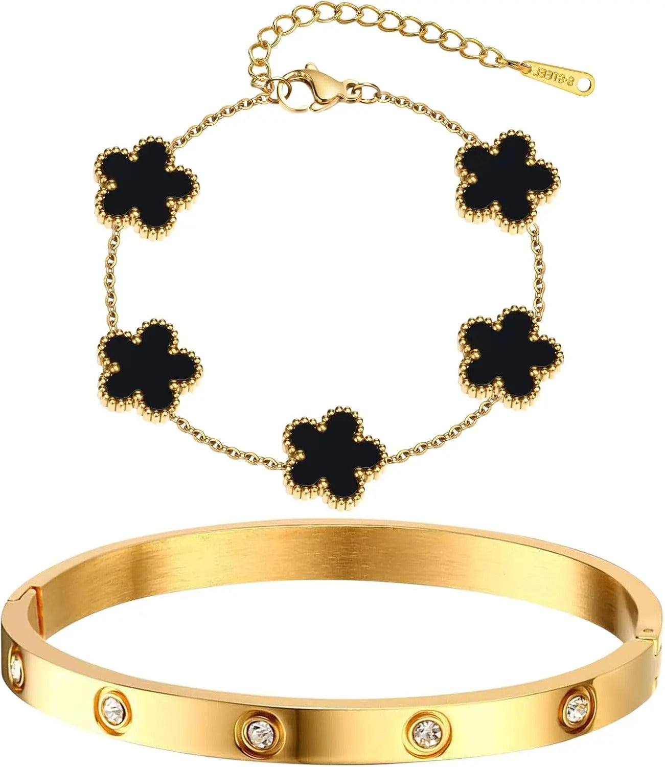 Luxury 2 Piece Clover and Bangle Sets