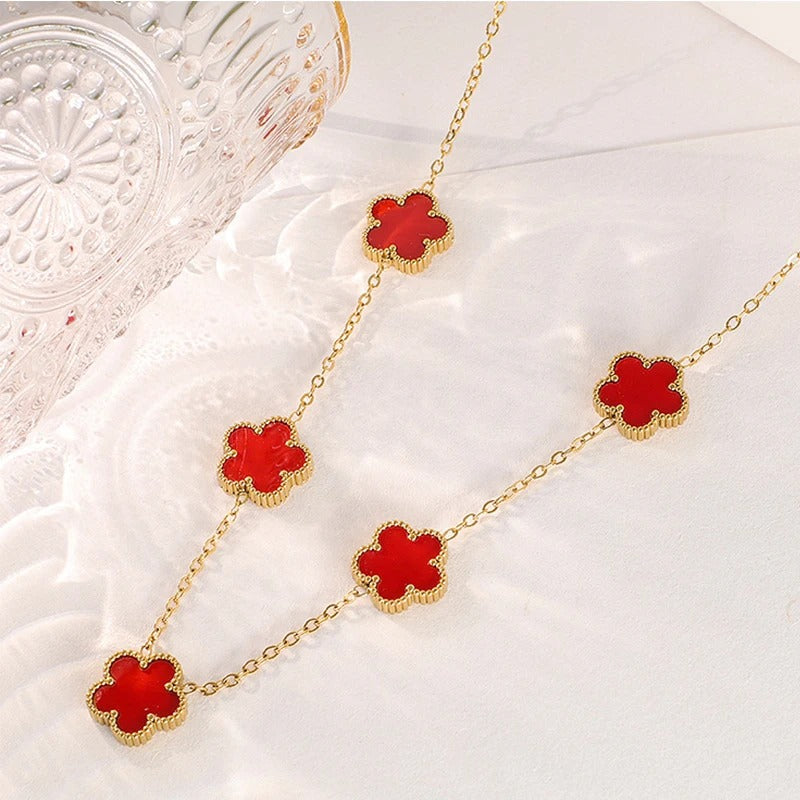 Luxury Gold Plated Stainless Steel Clover Necklace