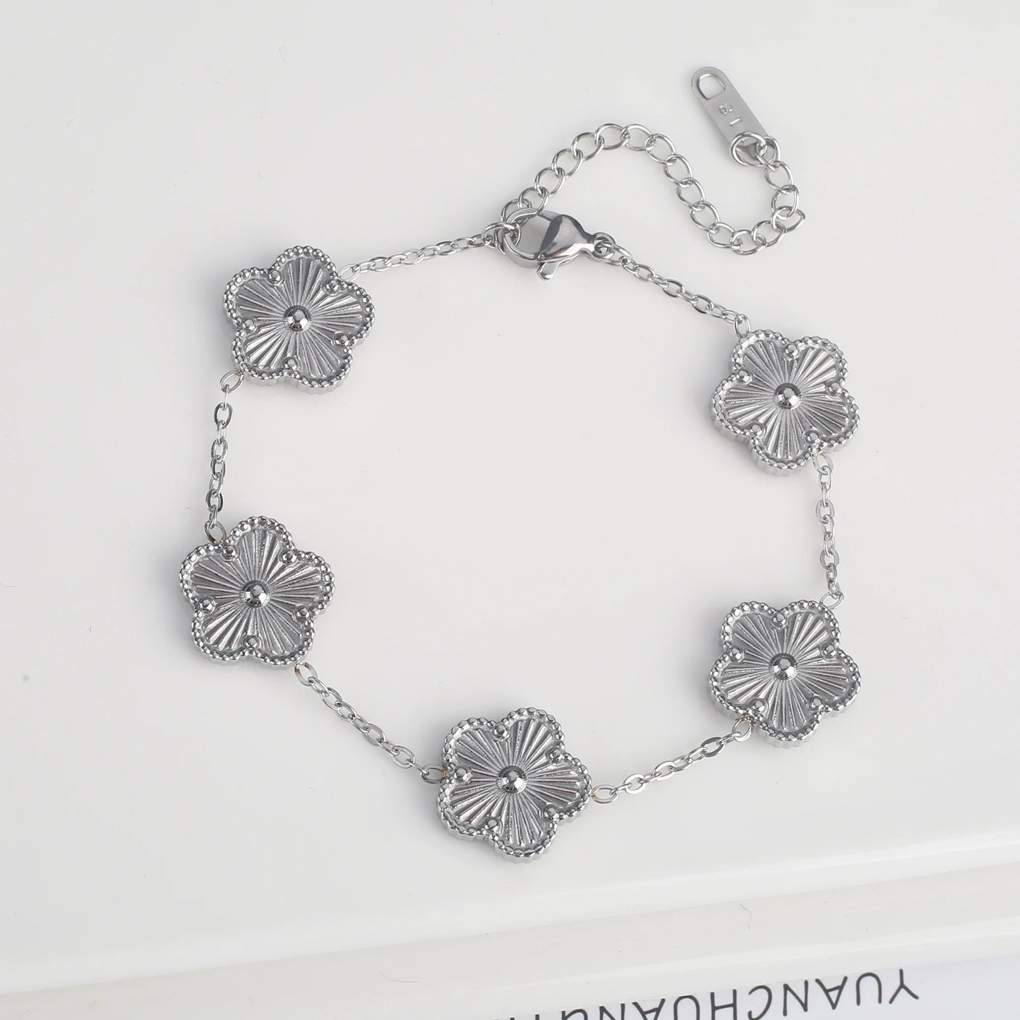 Luxury Multi-Colour Stainless Steel Clover Bracelet