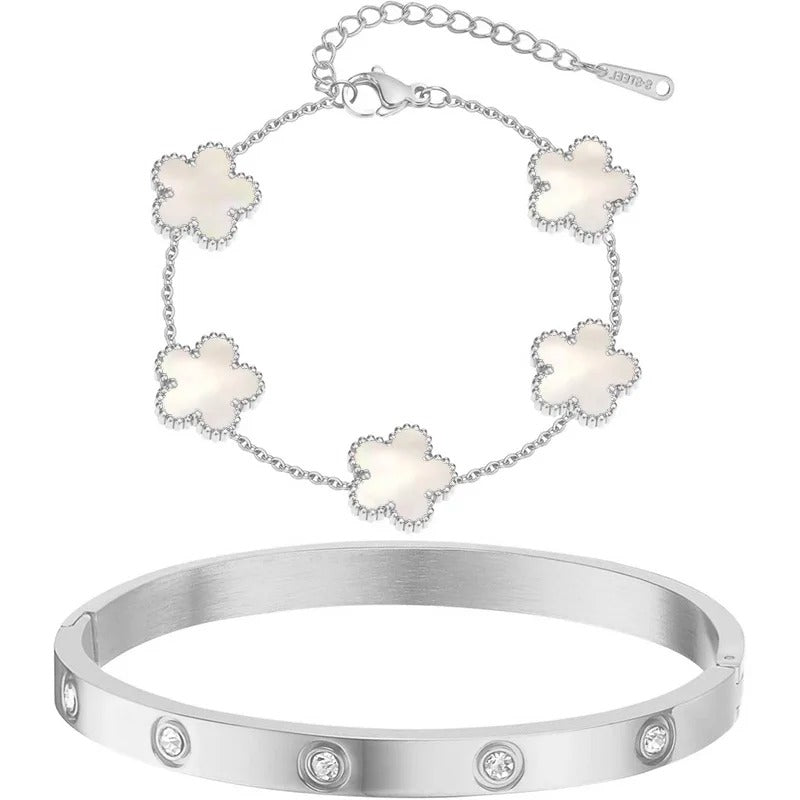 Luxury 2 Piece Clover and Bangle Sets